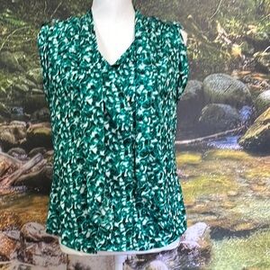 Ann Taylor Green Ruffled Sleeveless Blouse